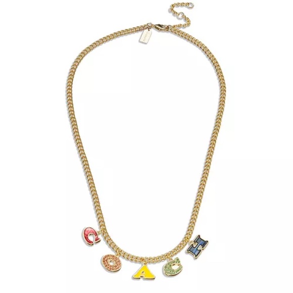 NWT Coach Colorful Letter Charm Necklace - Picture 1 of 4
